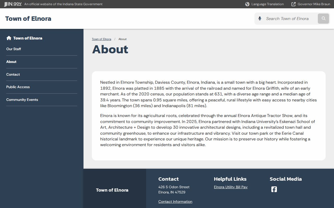 Official Elnora profile for Elnora warrant record routing context