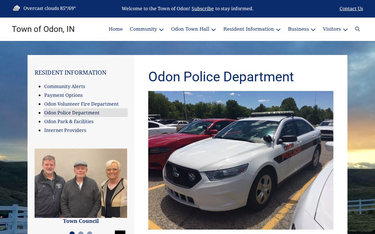 Official Odon Police Department town marshal contact page