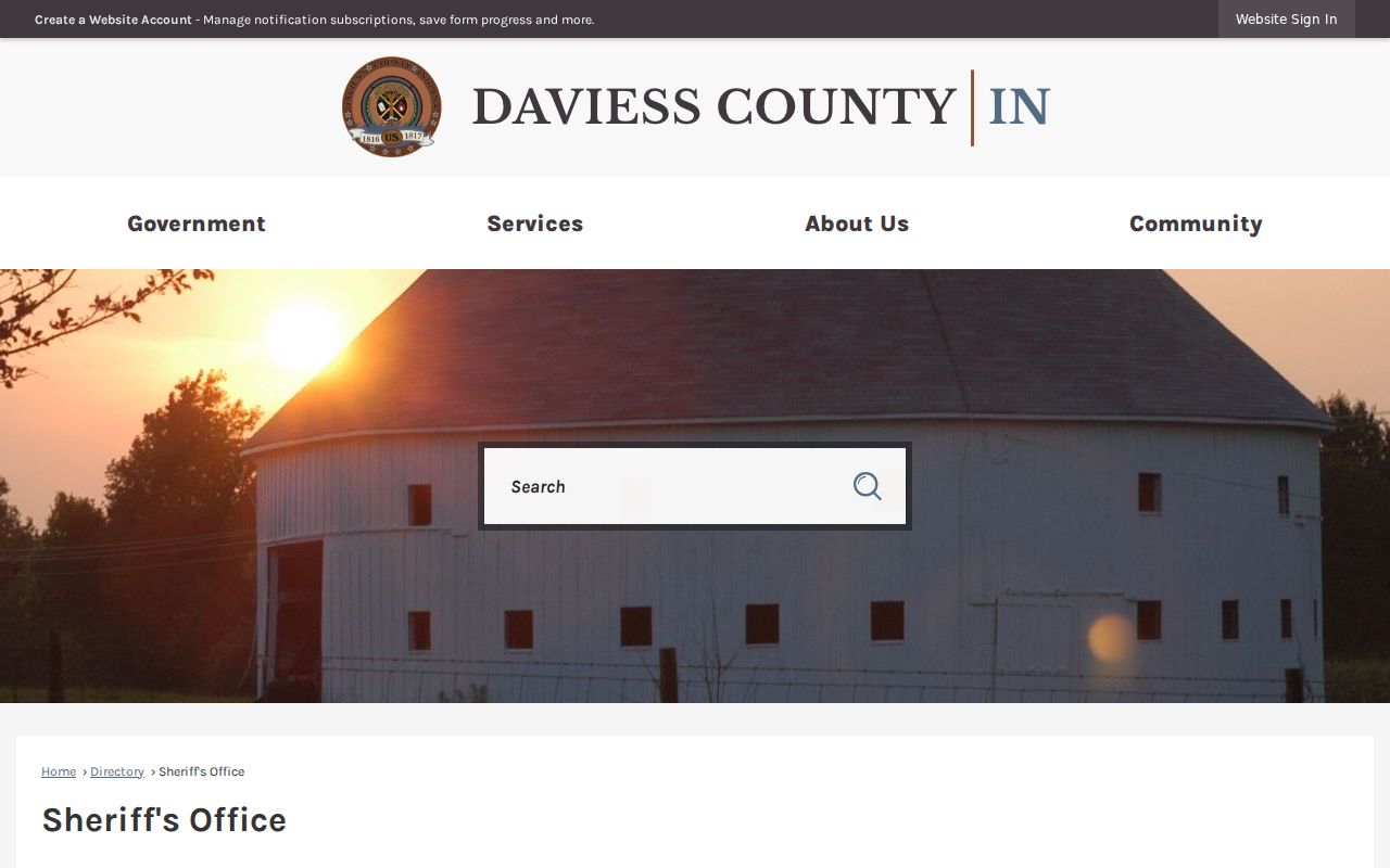 Daviess County Sheriff directory with warrant contact line